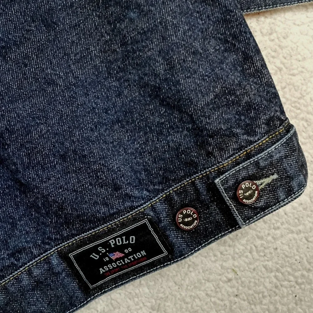 Vintage US Polo Assn Denim Jacket Trucker Mens L* Oversized Dark Wash 90s Street